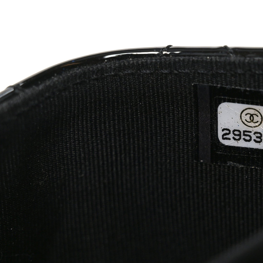 Patent Quilted Reissue Flap Card Holder Wallet So Black