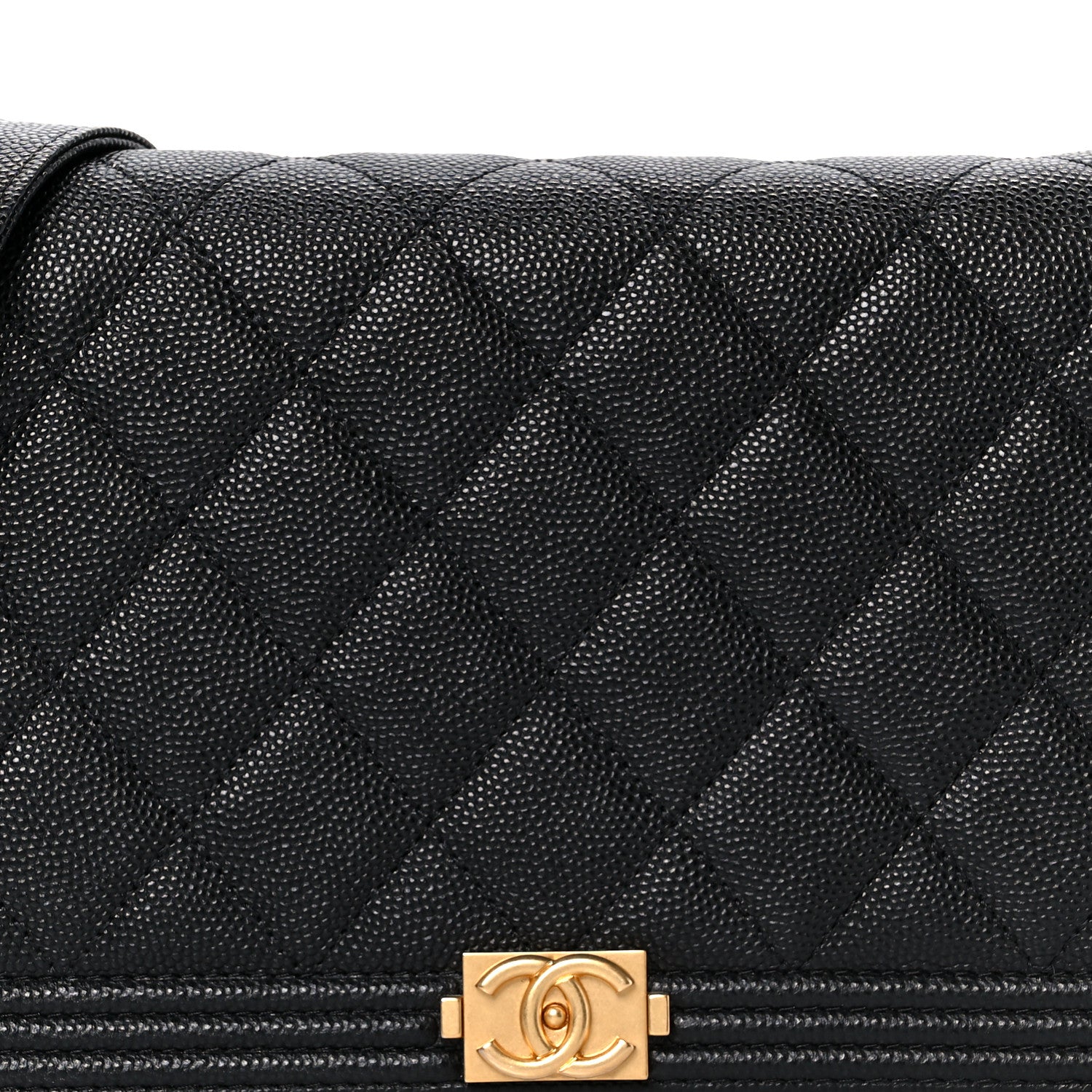 Chanel Caviar Quilted Boy Wallet On Chain WOC Black