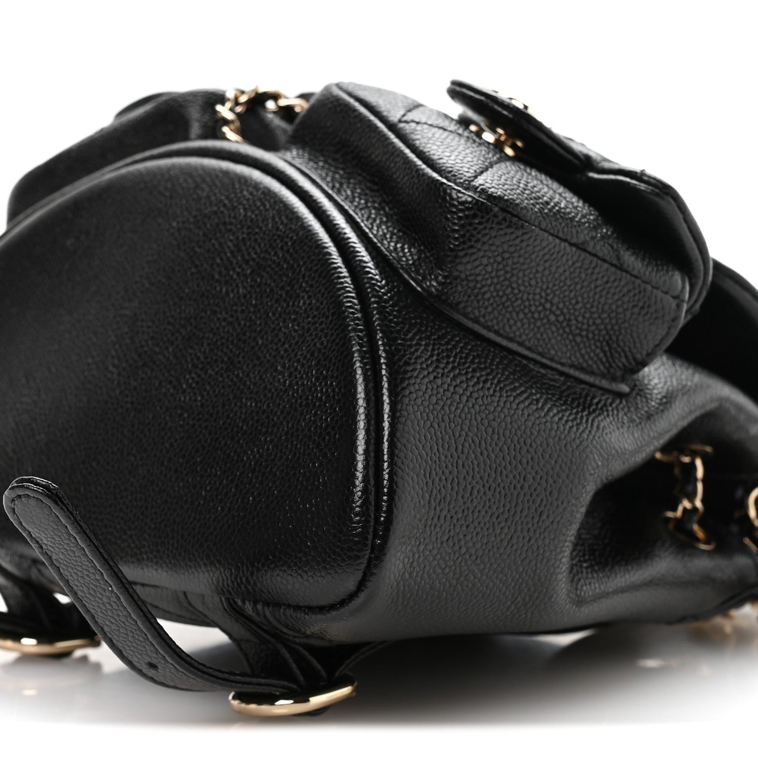 Chanel Shiny Caviar Quilted Small Duma Pockets Drawstring Backpack Black