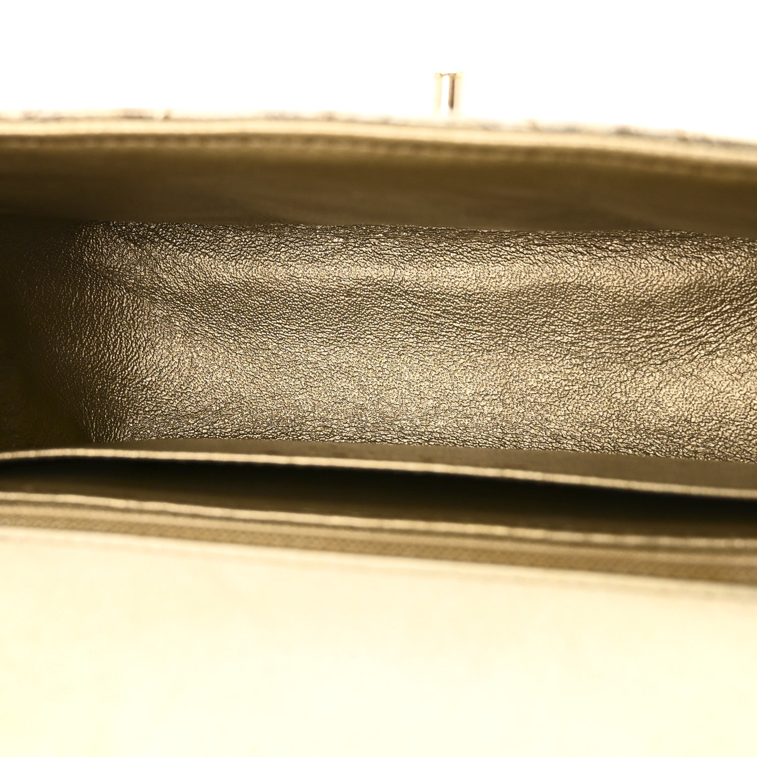 Chanel Patent Metallic Crumpled Calfskin Chevron Quilted Mini Square Flap Gold