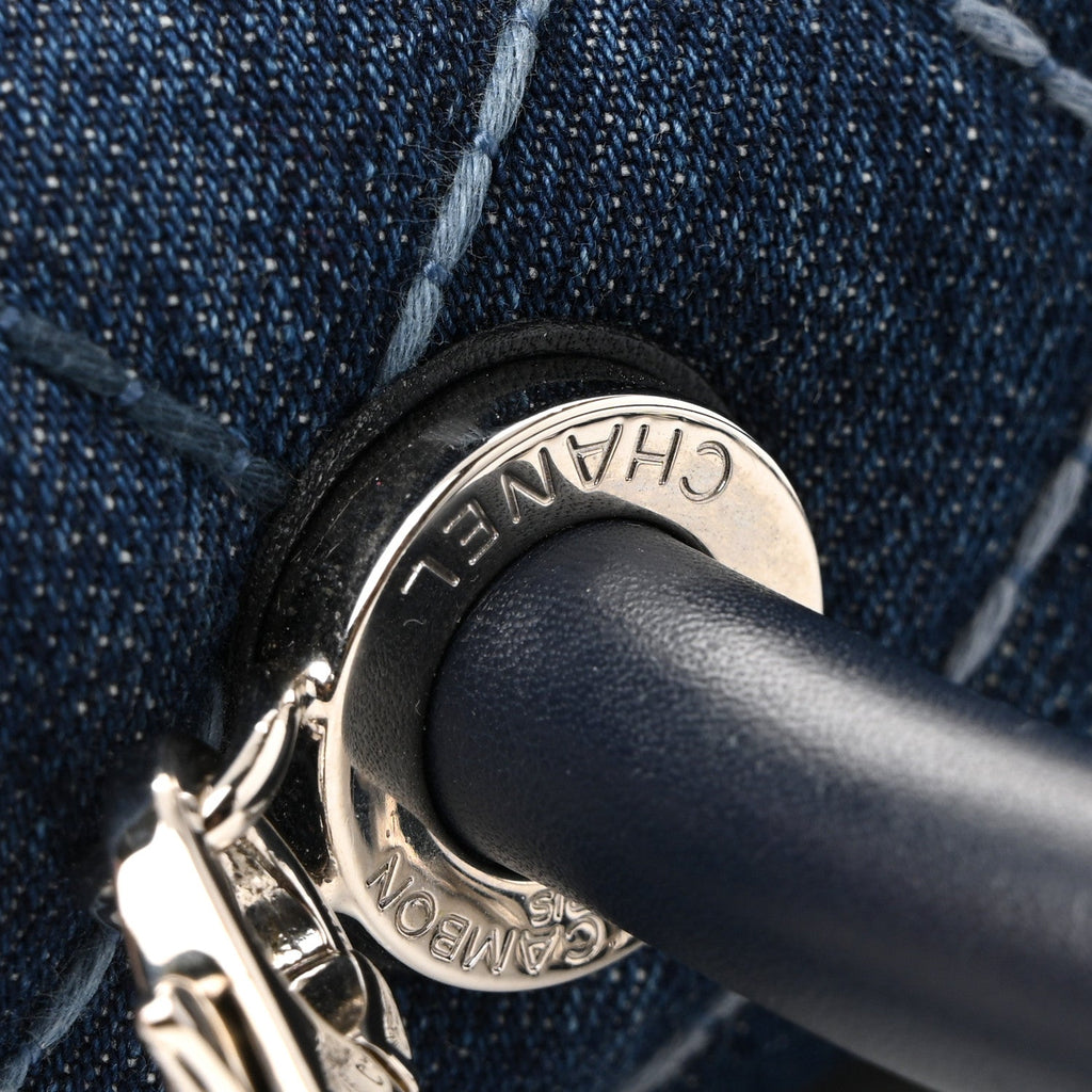 Chanel Denim Quilted Mini Coco Handle Flap Blue