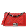 Chanel Crumpled Lambskin Small Studded Boy Flap Red