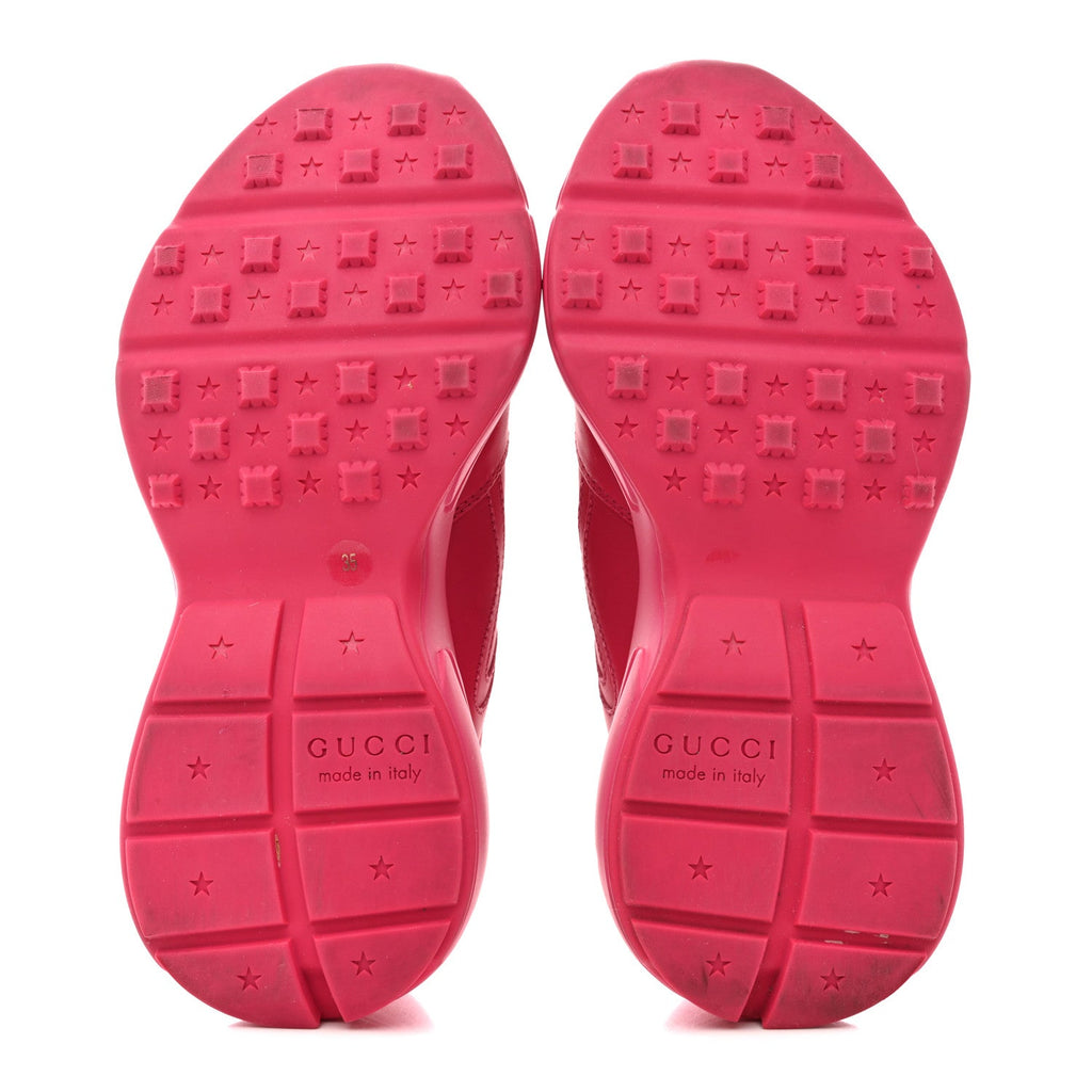 Gucci Calfskin Logo Womens Rhyton Sneakers 35 Box Pink