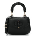 Gucci Boarded Dyana Lux Calfskin Web Monochrome Mini Bamboo 1947 Top Handle Bag Black
