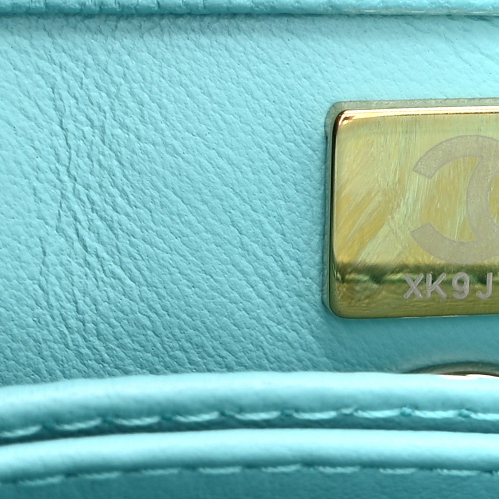 Chanel Caviar Quilted Mini Coco Handle Flap Turquoise