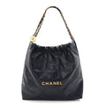 Chanel Shiny Calfskin Quilted Chanel 22 Navy Blue