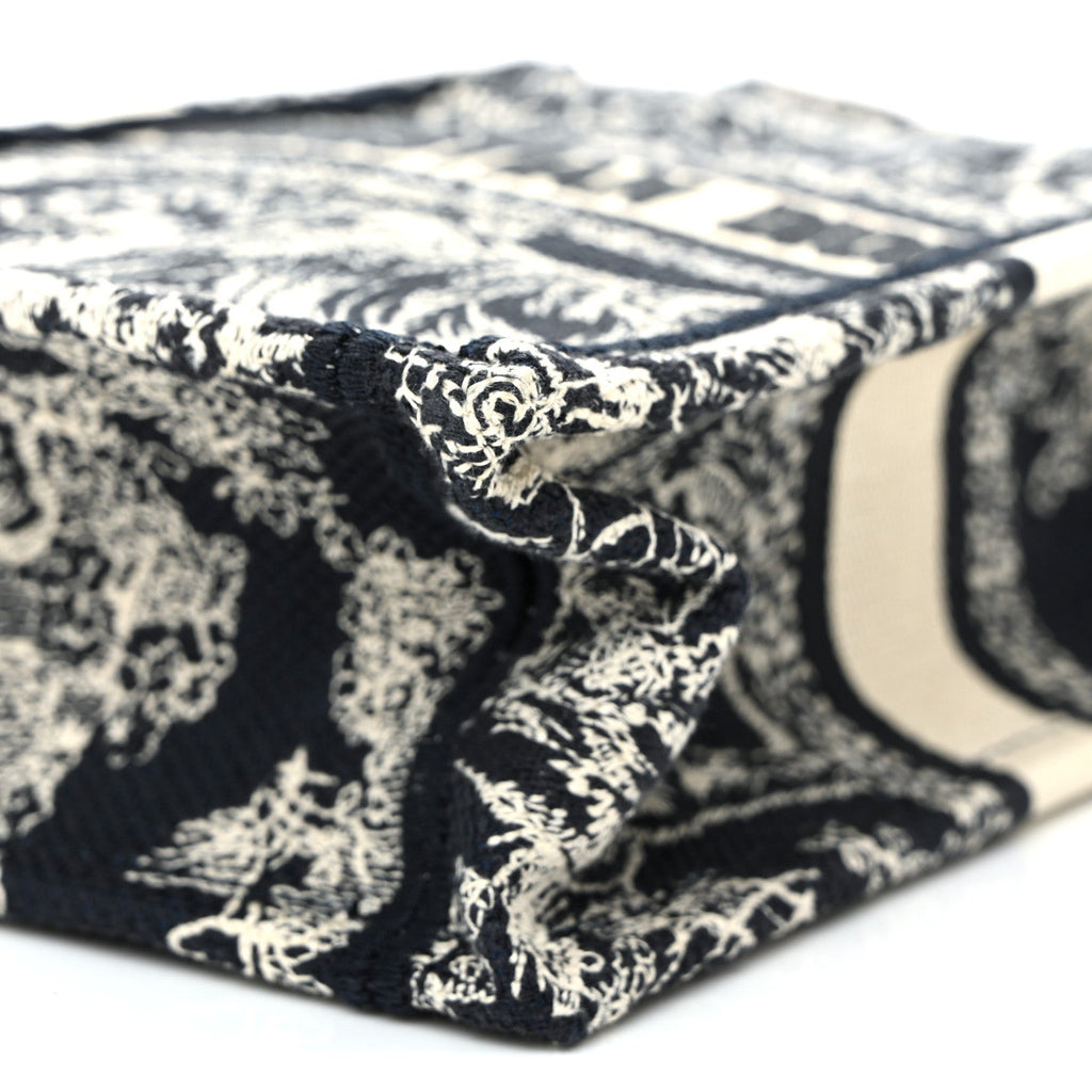 Christian Dior Canvas Toile de Jouy Reverse Embroidered Mini Book Tote Phone Bag Blue