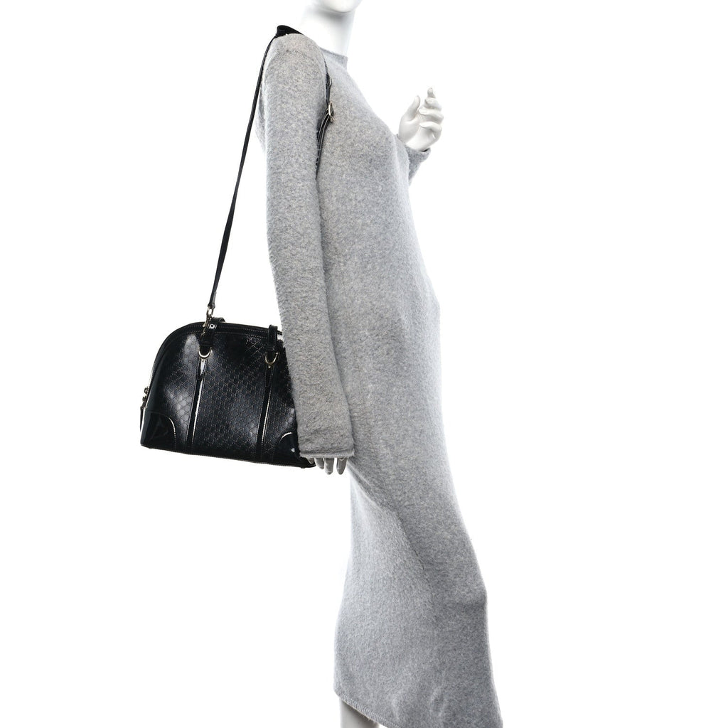 Gucci Patent Microguccissima Small Nice Top Handle Dome Bag Black