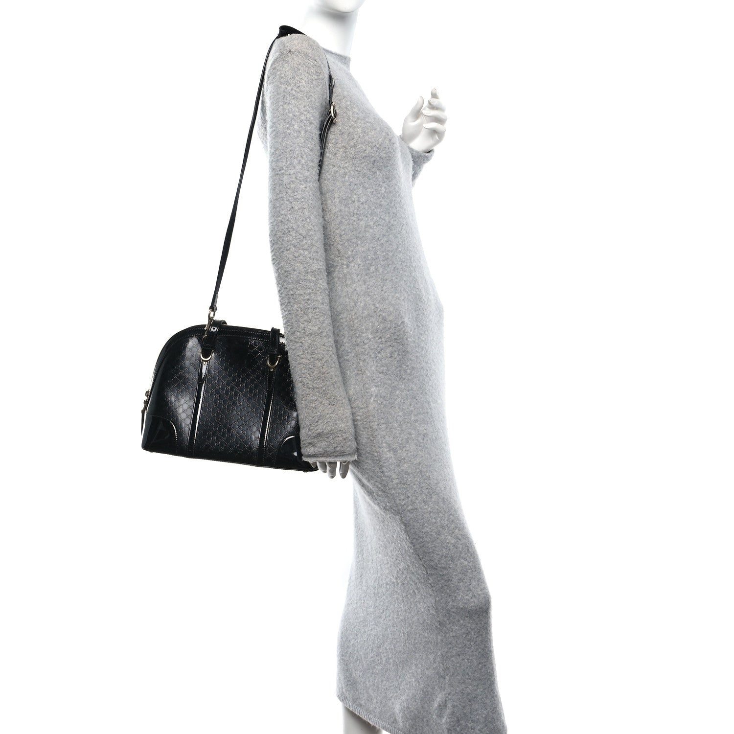 Gucci Patent Microguccissima Small Nice Top Handle Dome Bag Black