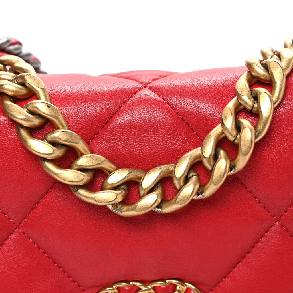 Chanel Lambskin Quilted Medium Chanel 19 Flap Red