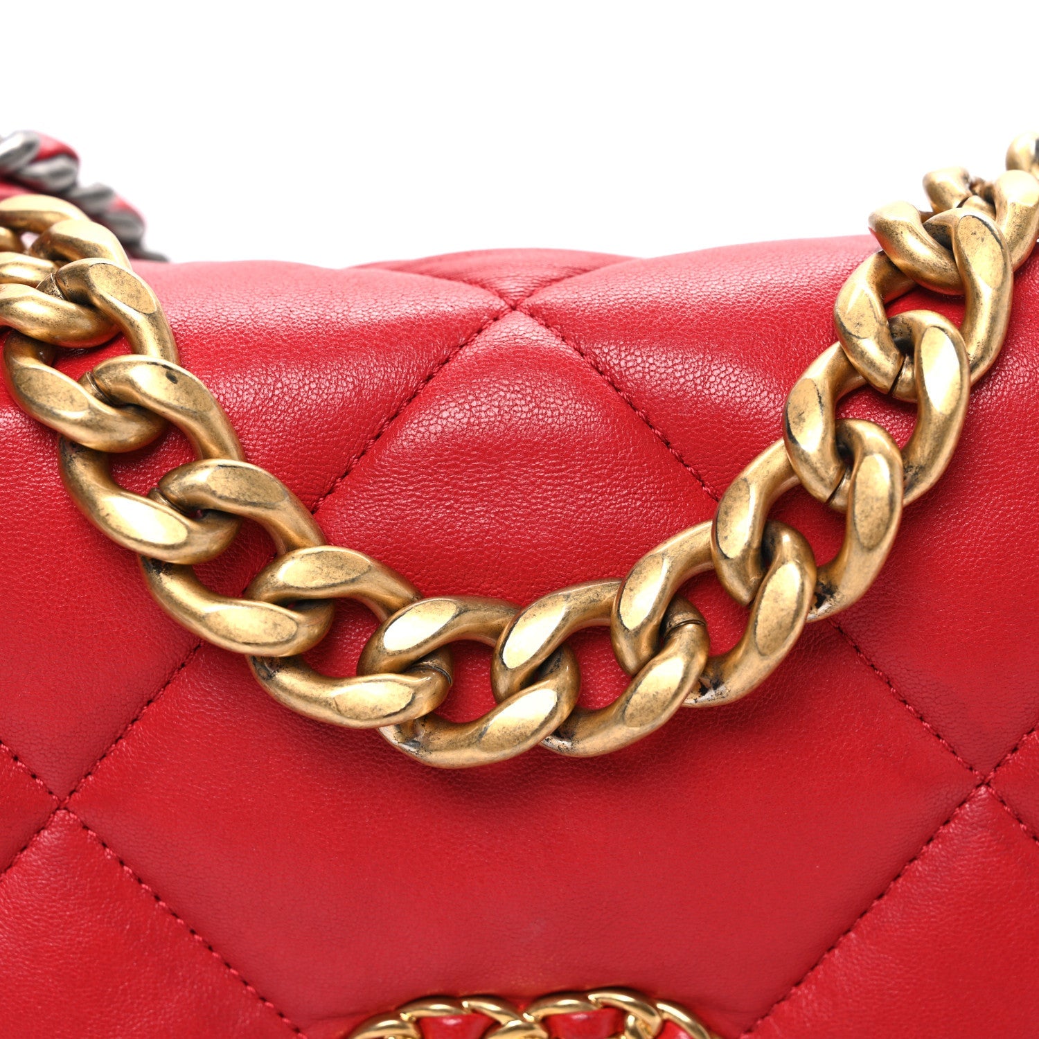 Chanel Lambskin Quilted Medium Chanel 19 Flap Red
