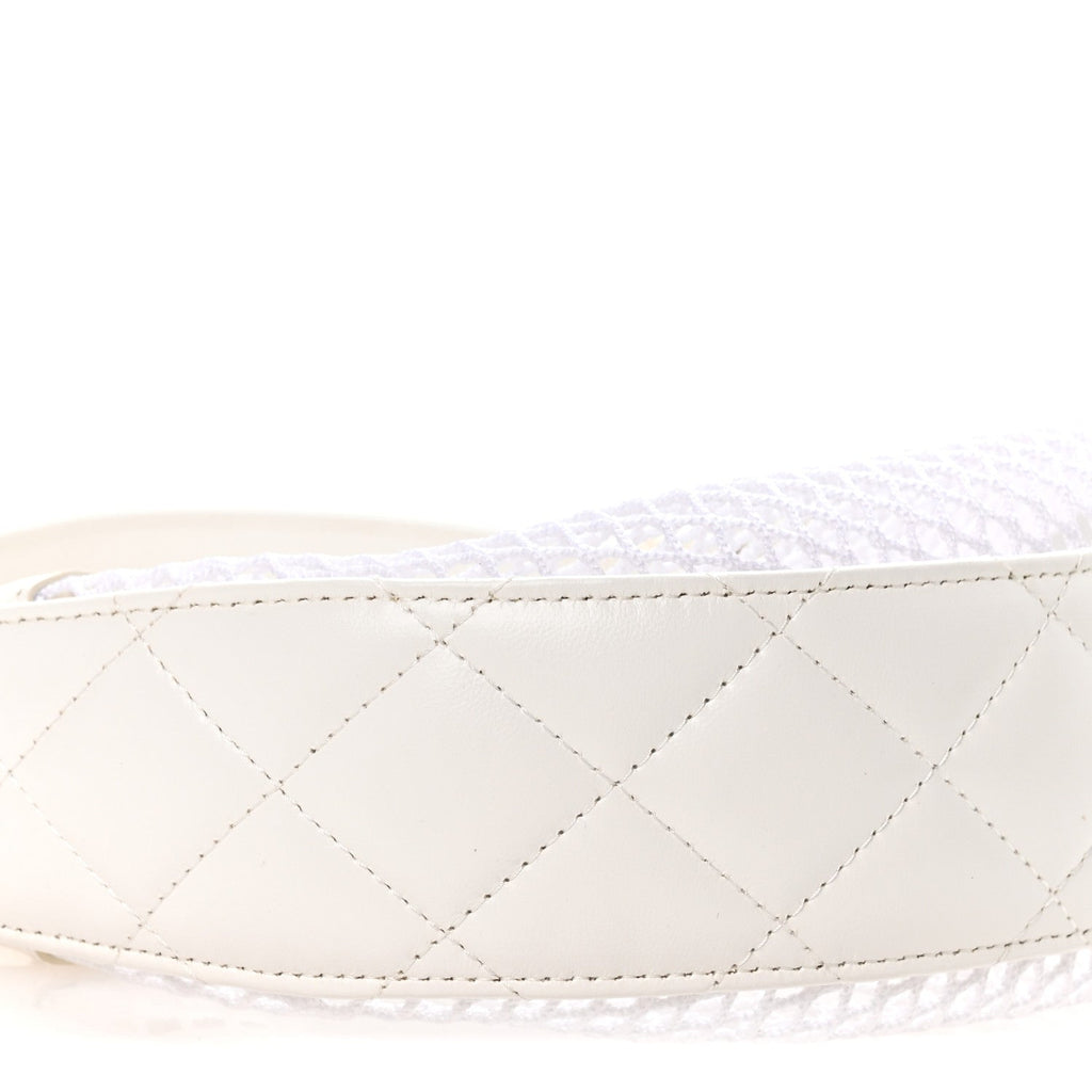 Chanel Mesh Shiny Lambskin Chain Hobo White