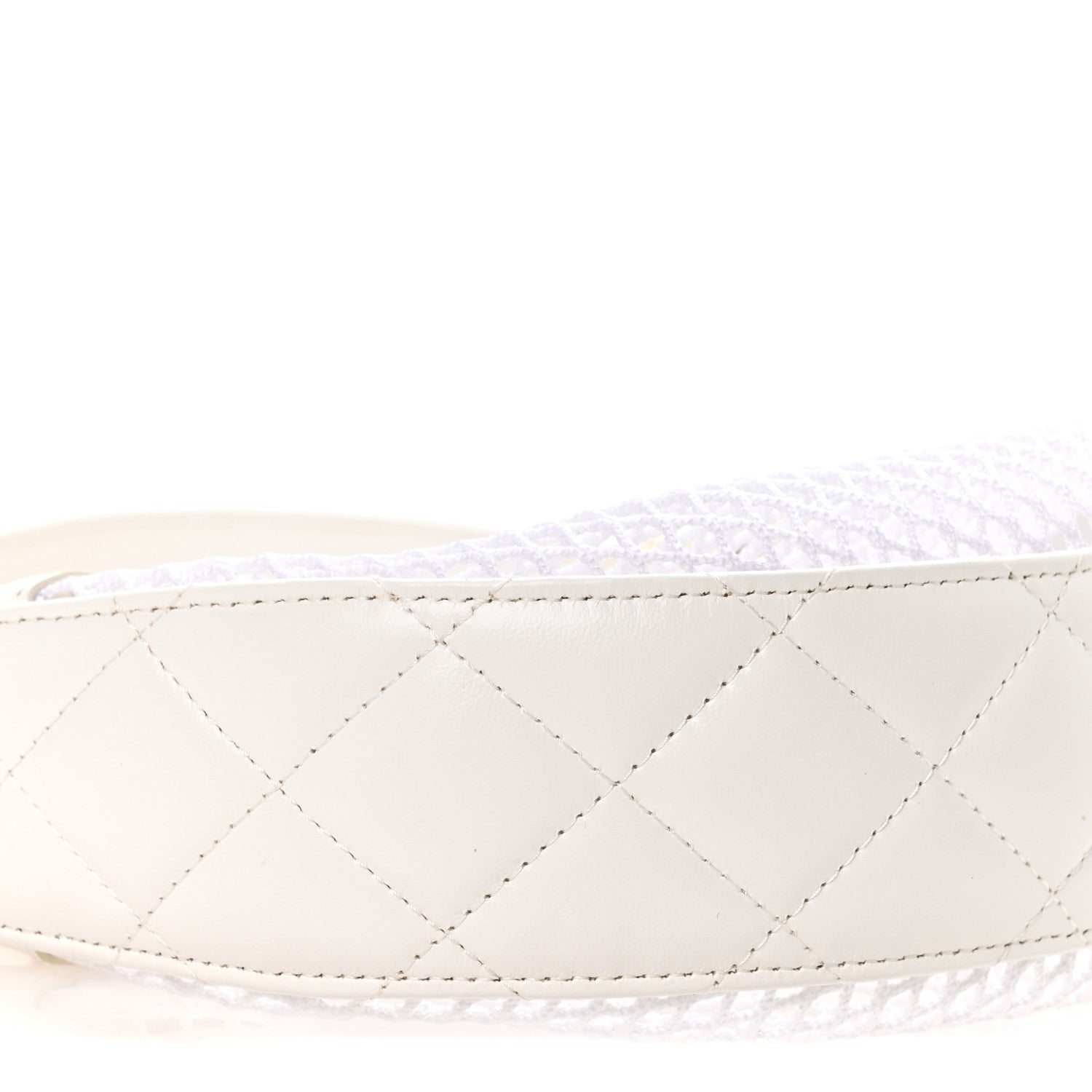 Chanel Mesh Shiny Lambskin Chain Hobo White