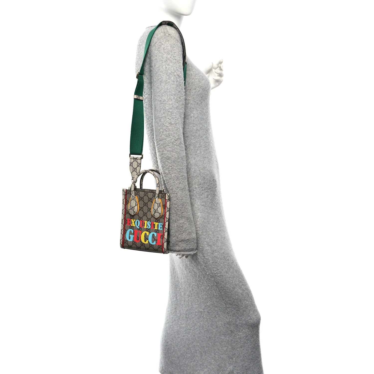 Gucci GG Supreme Monogram Exquisite Mini Vertical Tote Beige Ebony Blue Crop Live Red