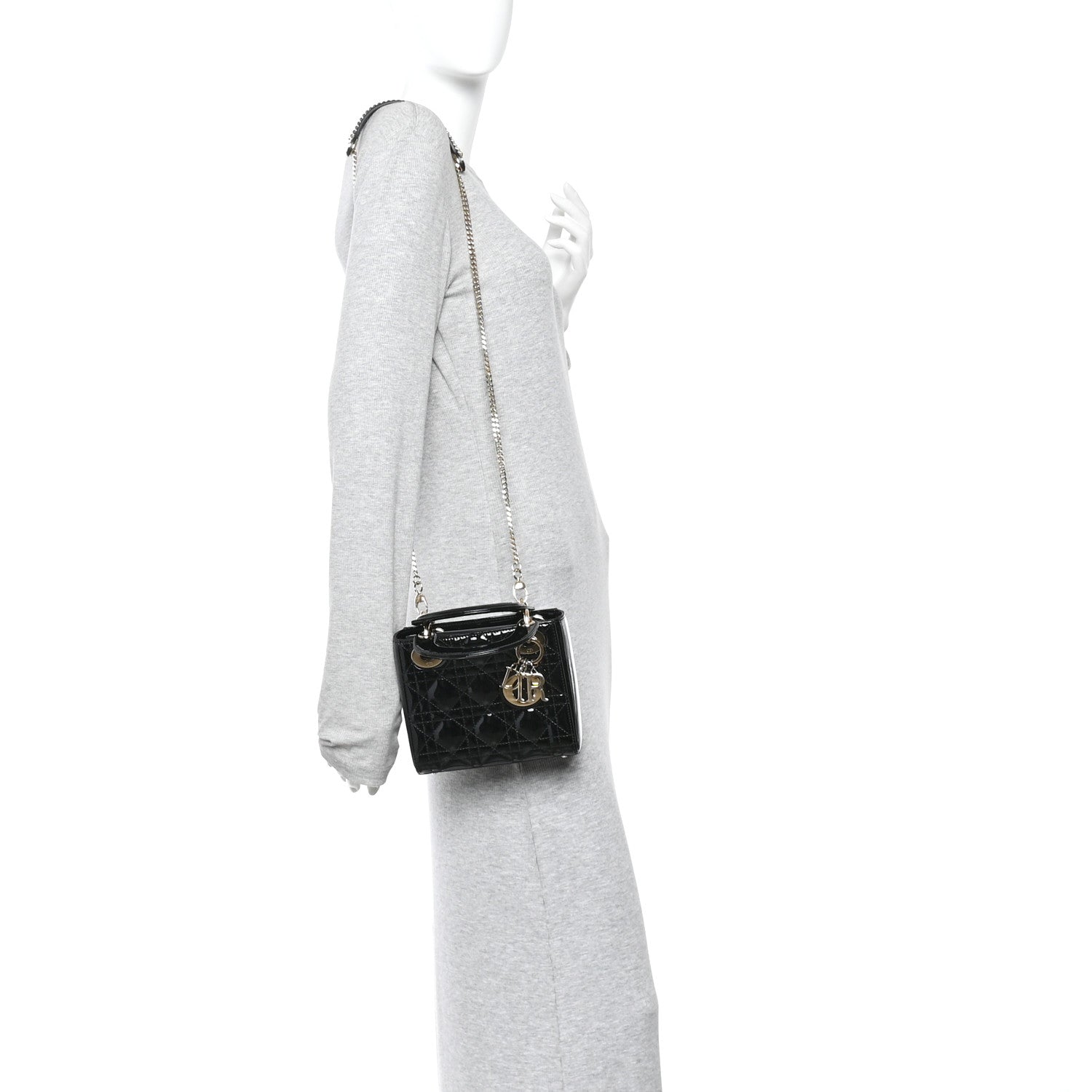 Christian Dior Patent Cannage Mini Lady Dior Black
