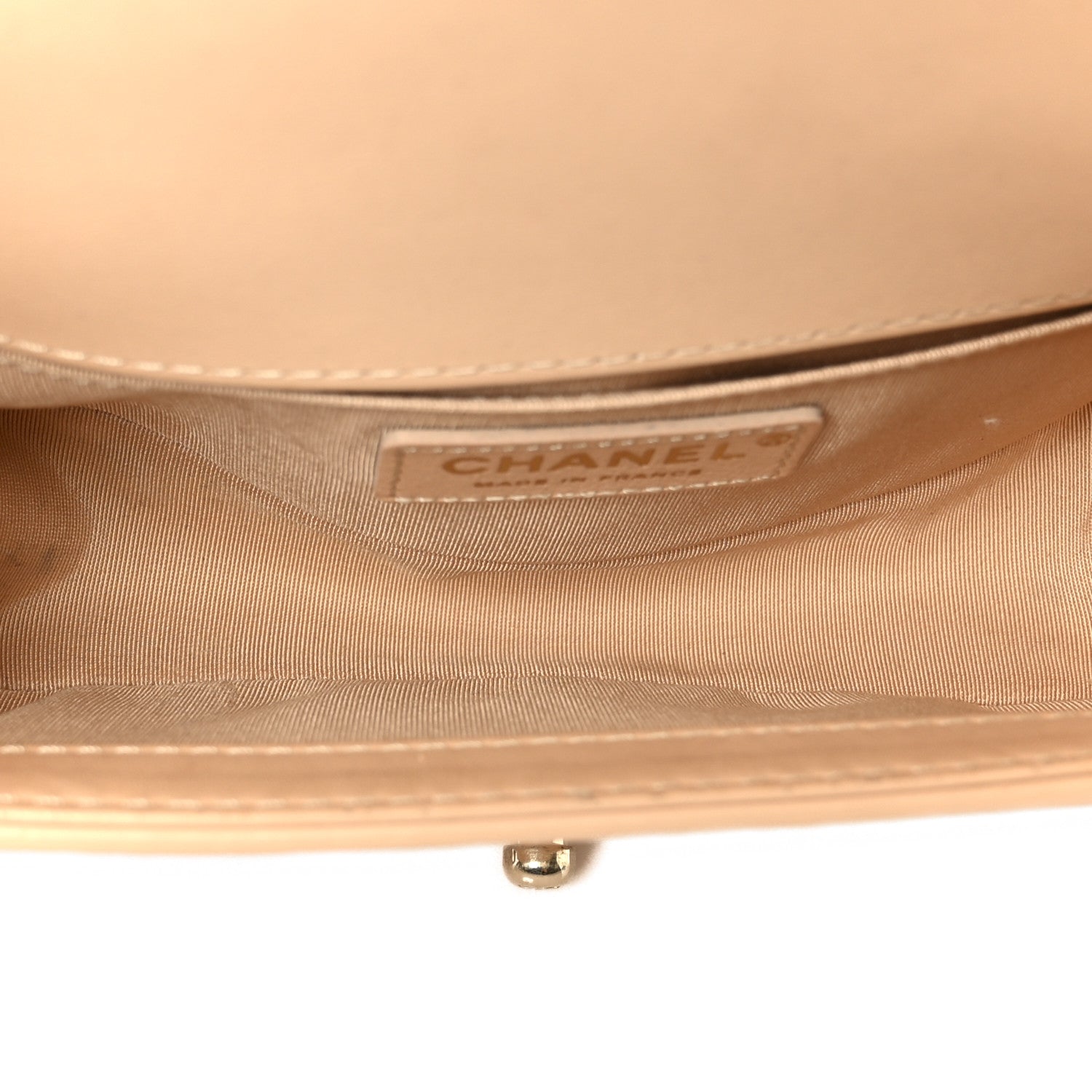 Chanel Calfskin Quilted Small Boy Top Handle Flap Beige Clair