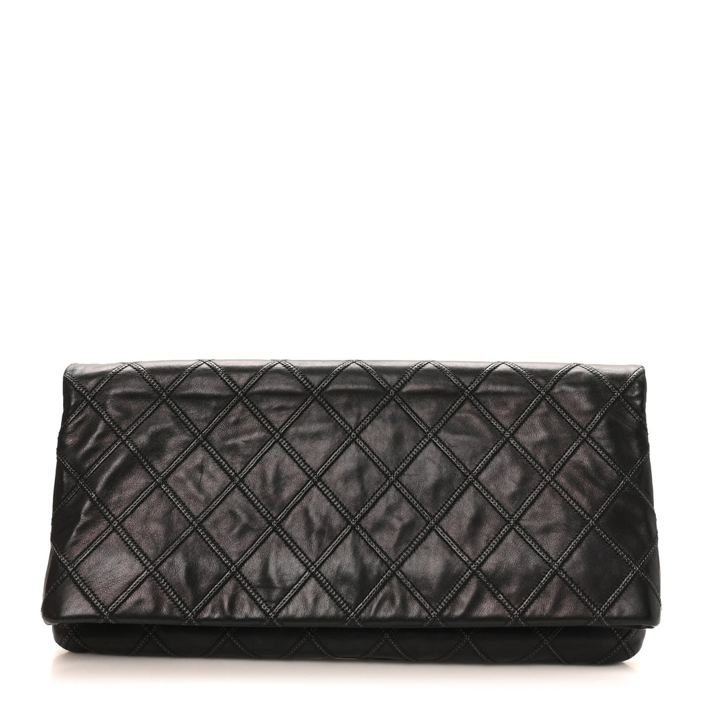 Chanel Calfskin Stitched Thin City Clutch Black