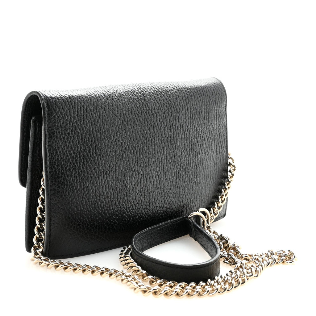 Gucci Dollar Calfskin Interlocking G Chain Wallet Black