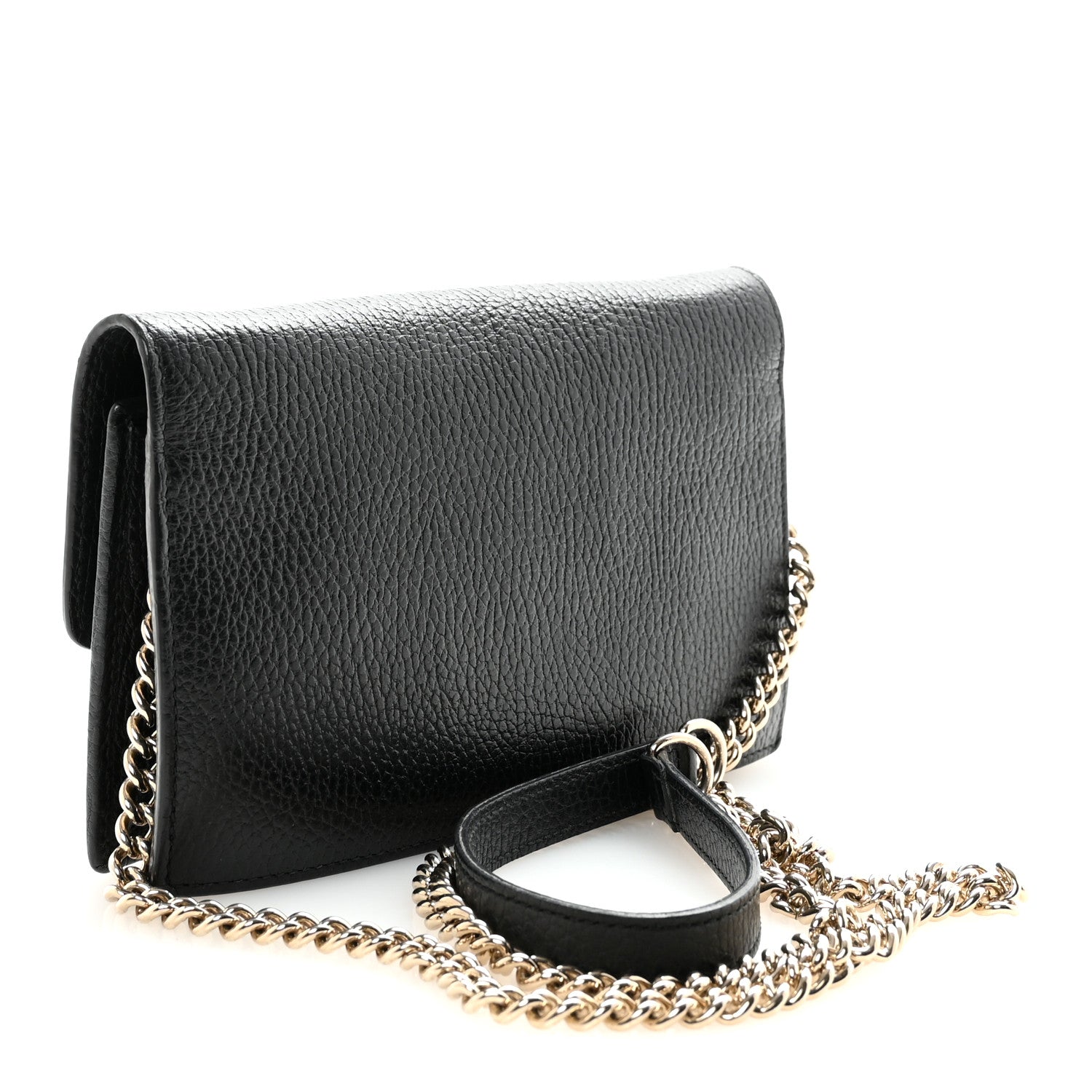 Gucci Dollar Calfskin Interlocking G Chain Wallet Black