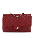 Chanel Caviar Quilted Jumbo Double Flap Dark Red