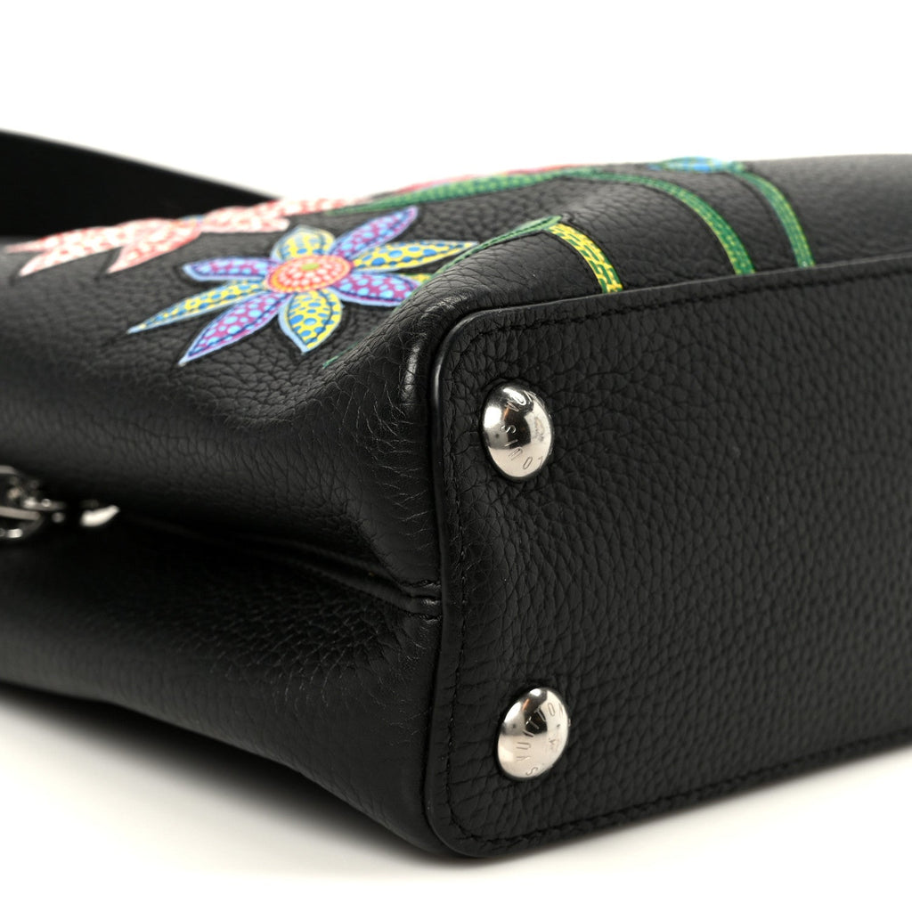 Louis Vuitton LV X YK Taurillon Inlaid Kusama Flowers Capucines BB Black