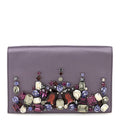 Prada Satin Raso Crystal Embellished Clutch Mirtillo