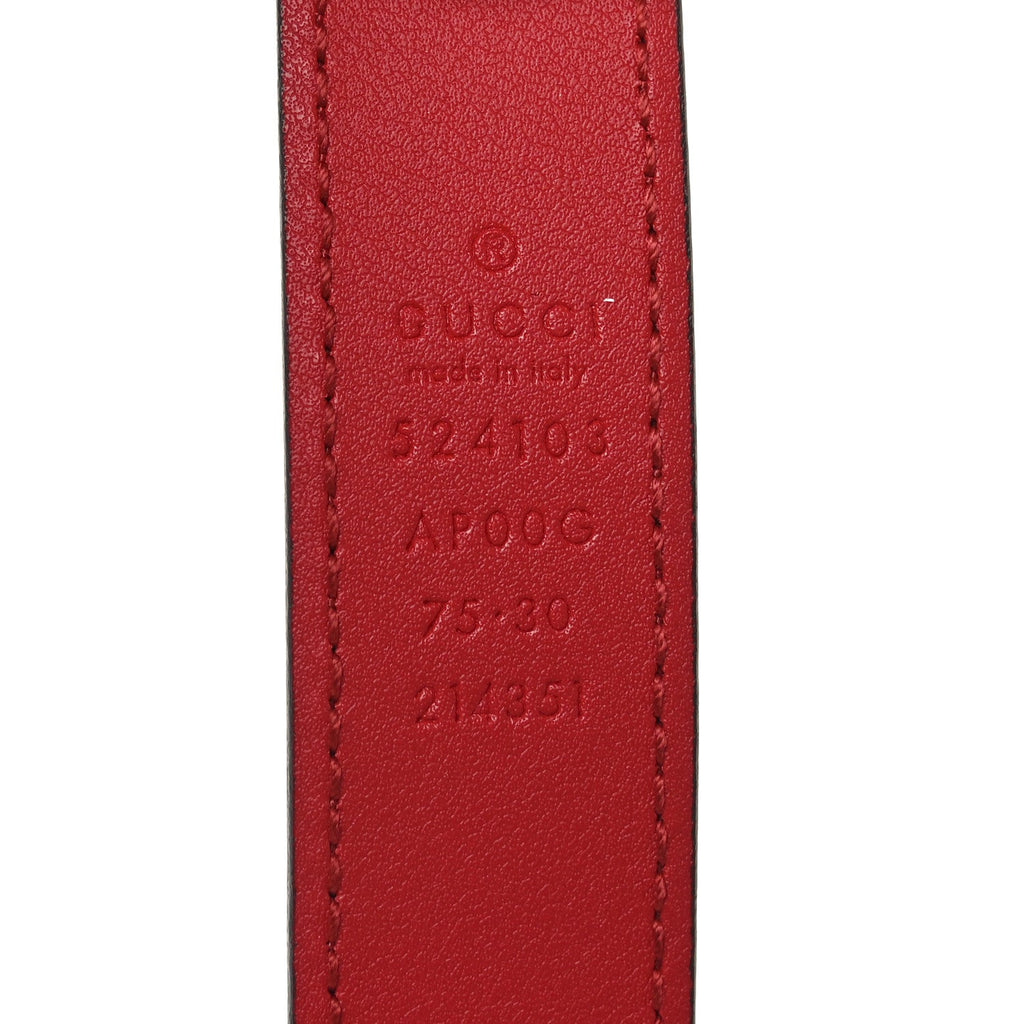 Gucci Moon Calfskin Torchon Double G 25mm Belt 75 30 Hibiscus Red