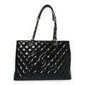 Chanel Patent Quilted Grand Shopping Tote GST Black