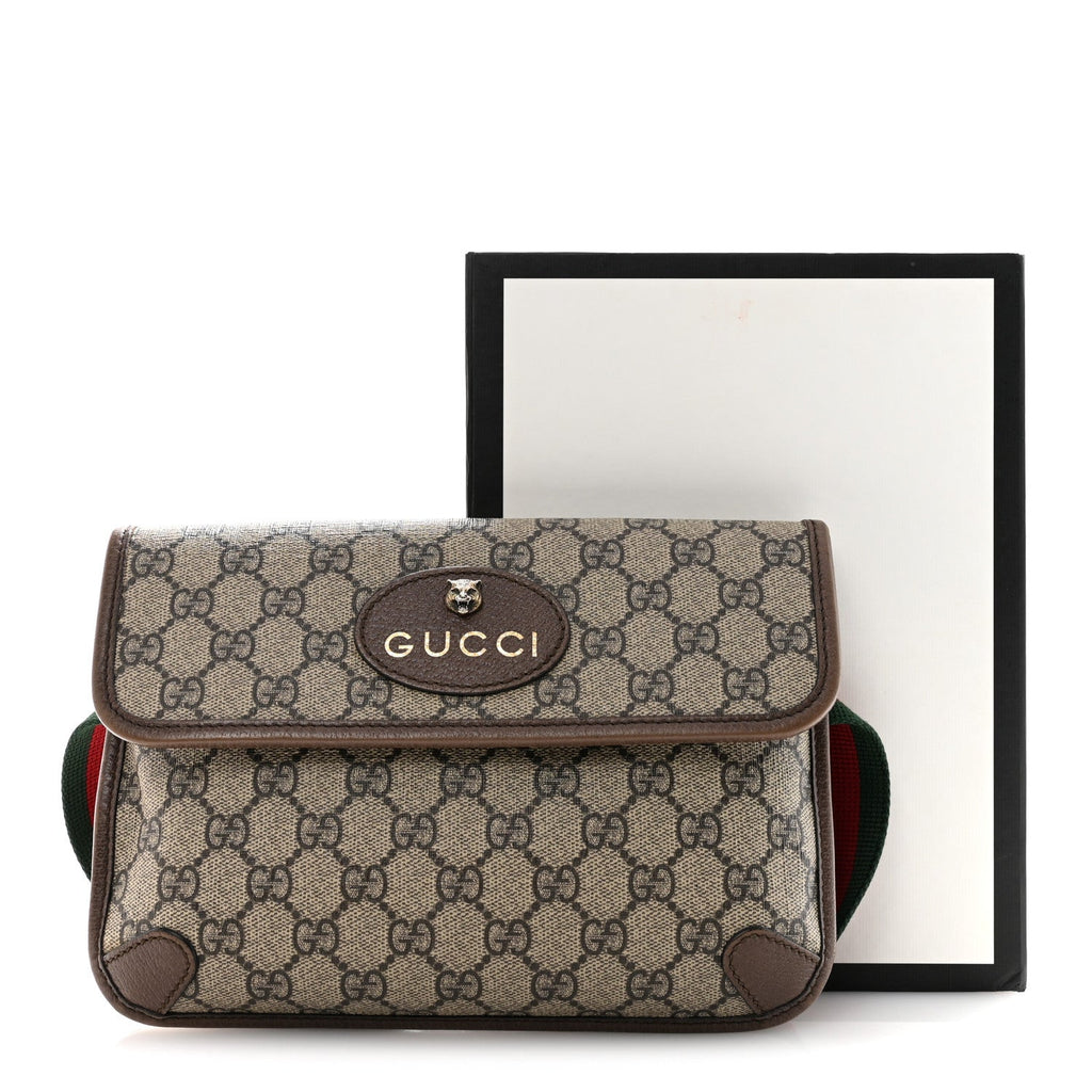 Gucci GG Supreme Monogram Neo Vintage Web Belt Bag Brown