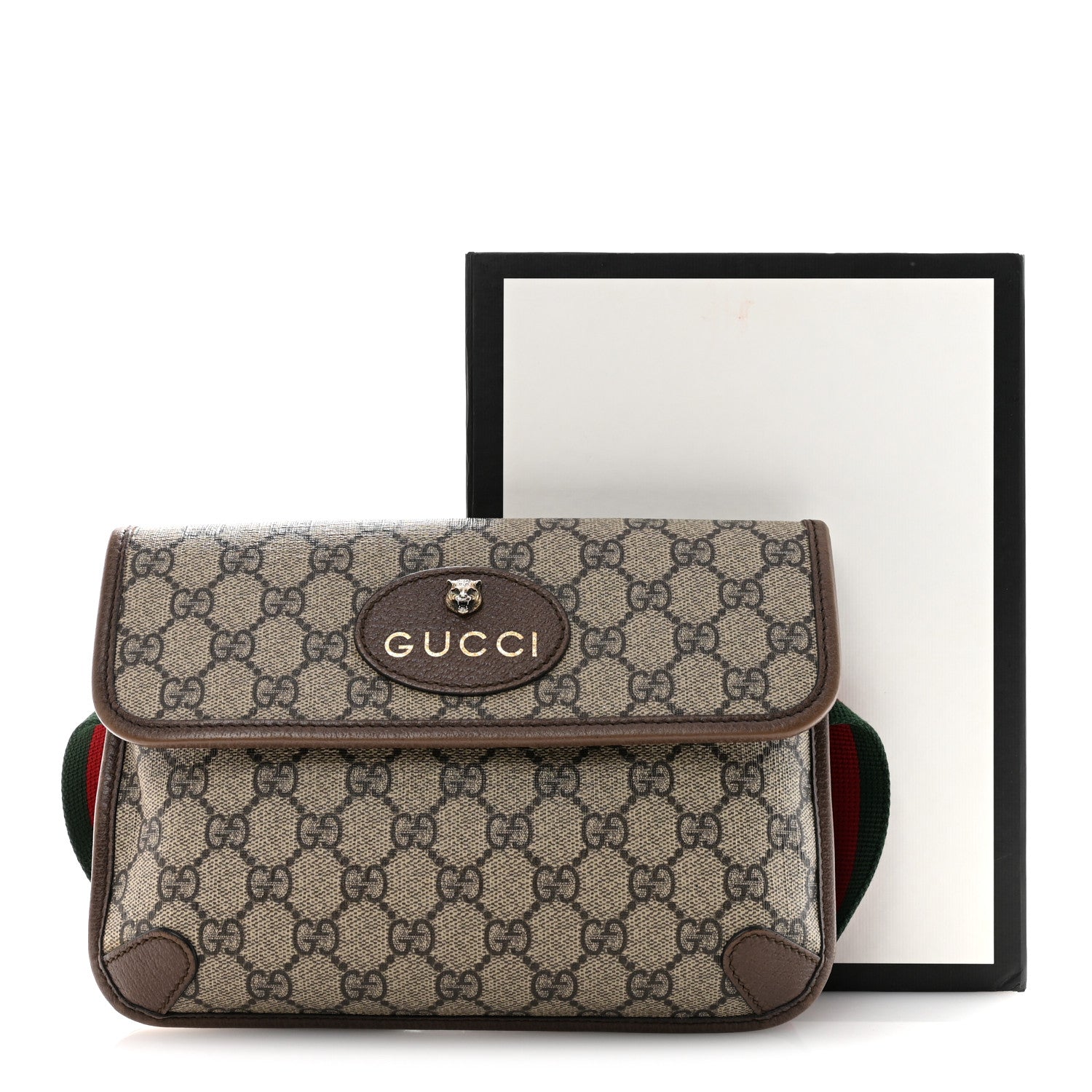 Gucci GG Supreme Monogram Neo Vintage Web Belt Bag Brown