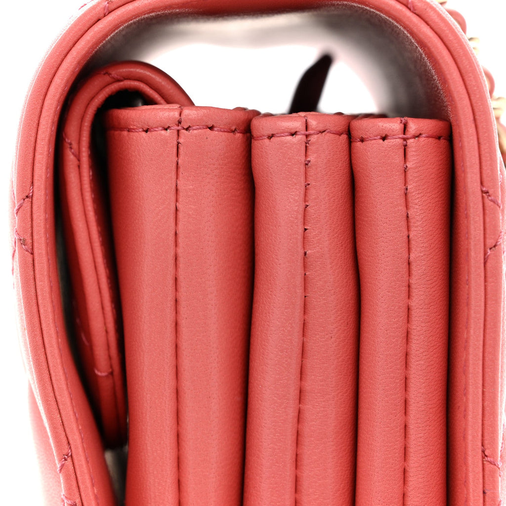 Chanel Lambskin Quilted Small Handle Tied Top Handle Flap Pink