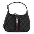 Gucci X BALENCIAGA BB Monogram Calfskin Web Mini Jackie 1961 Hobo Black