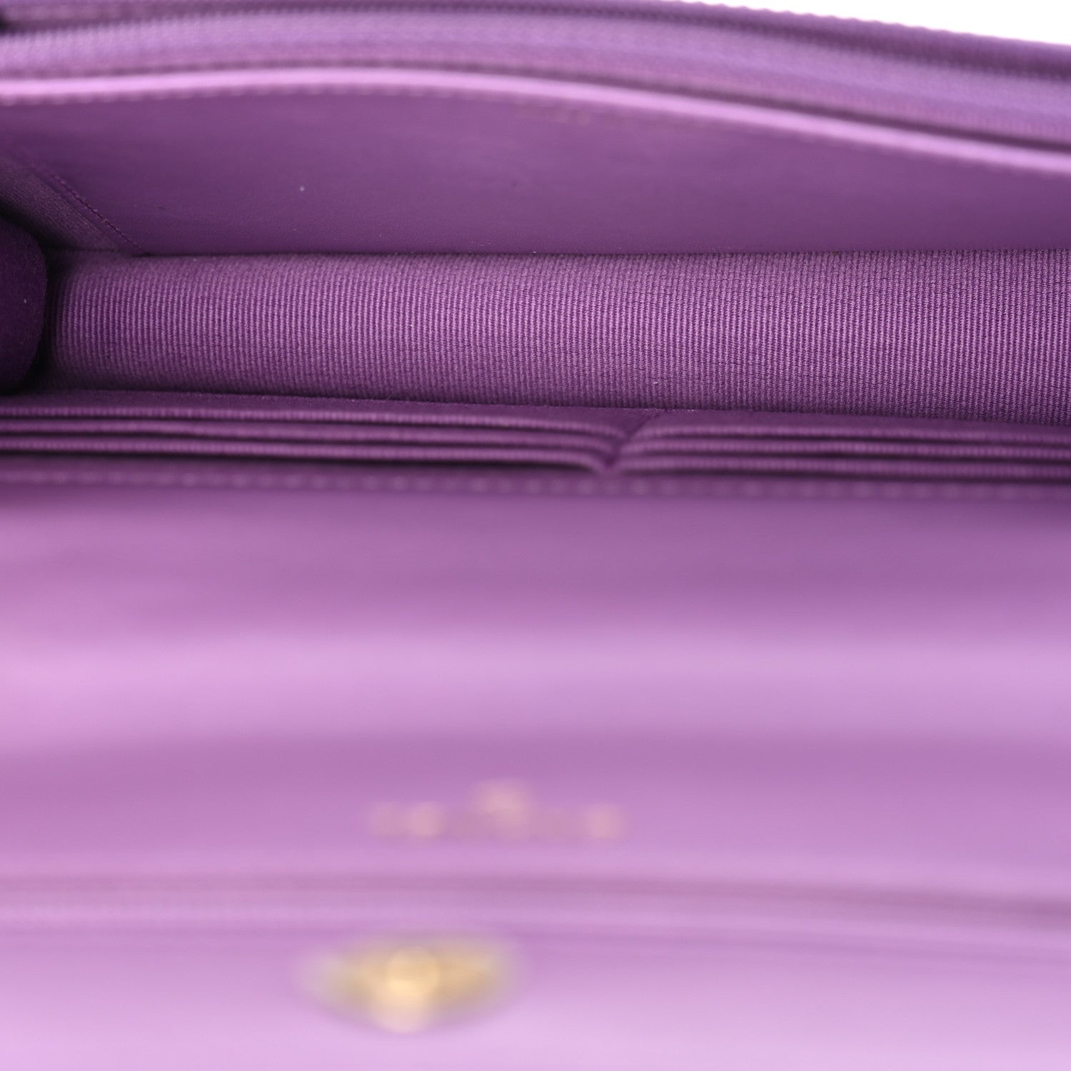 Chanel Lambskin Quilted Pick Me Up Wallet On Chain WOC Purple