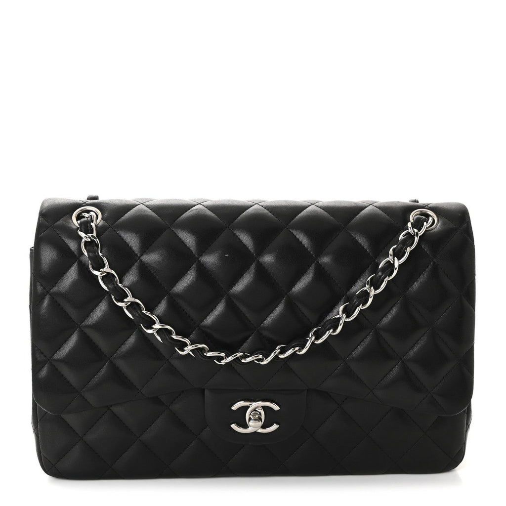 Chanel Lambskin Quilted Jumbo Double Flap Black
