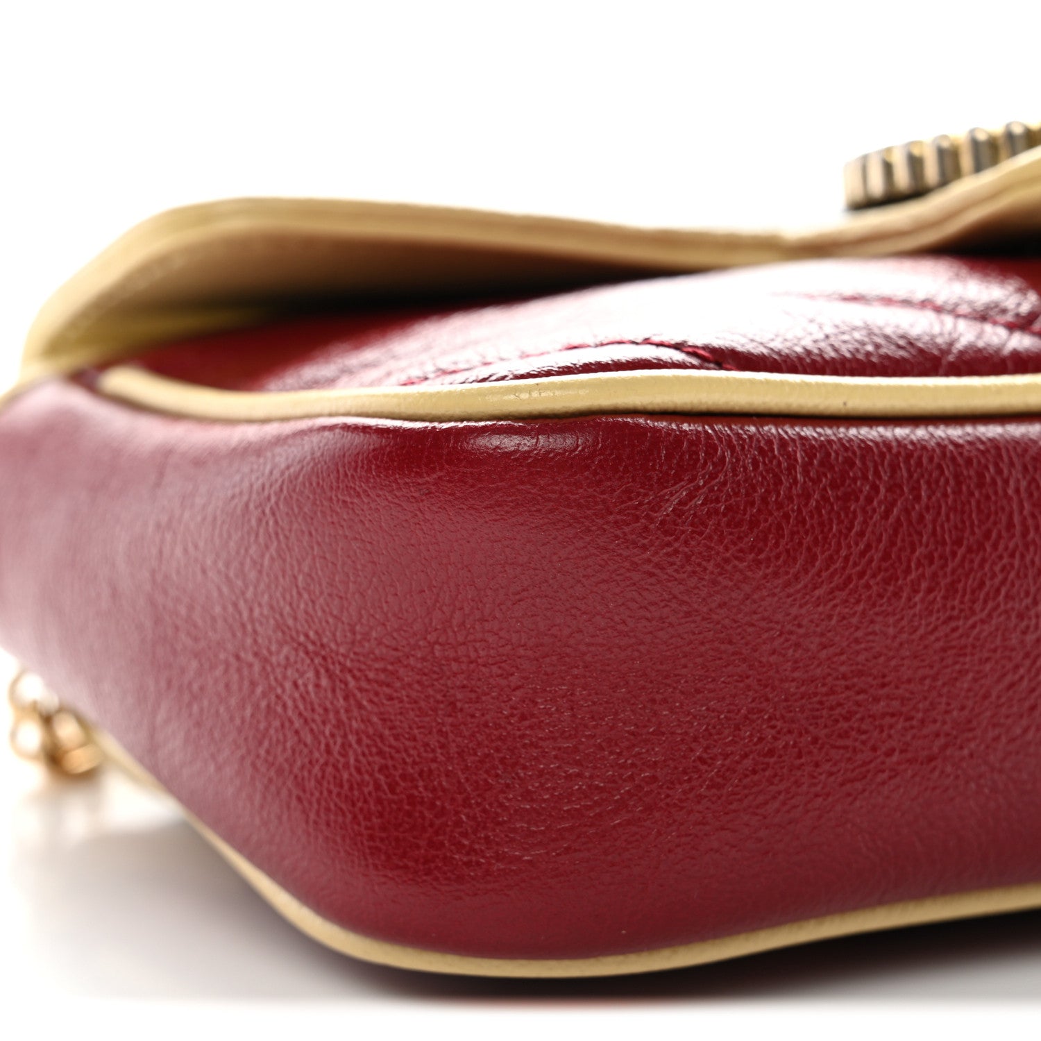 Gucci Vintage Effect Calfskin Matelasse Super Mini Torchon GG Marmont Shoulder Bag Black Beige