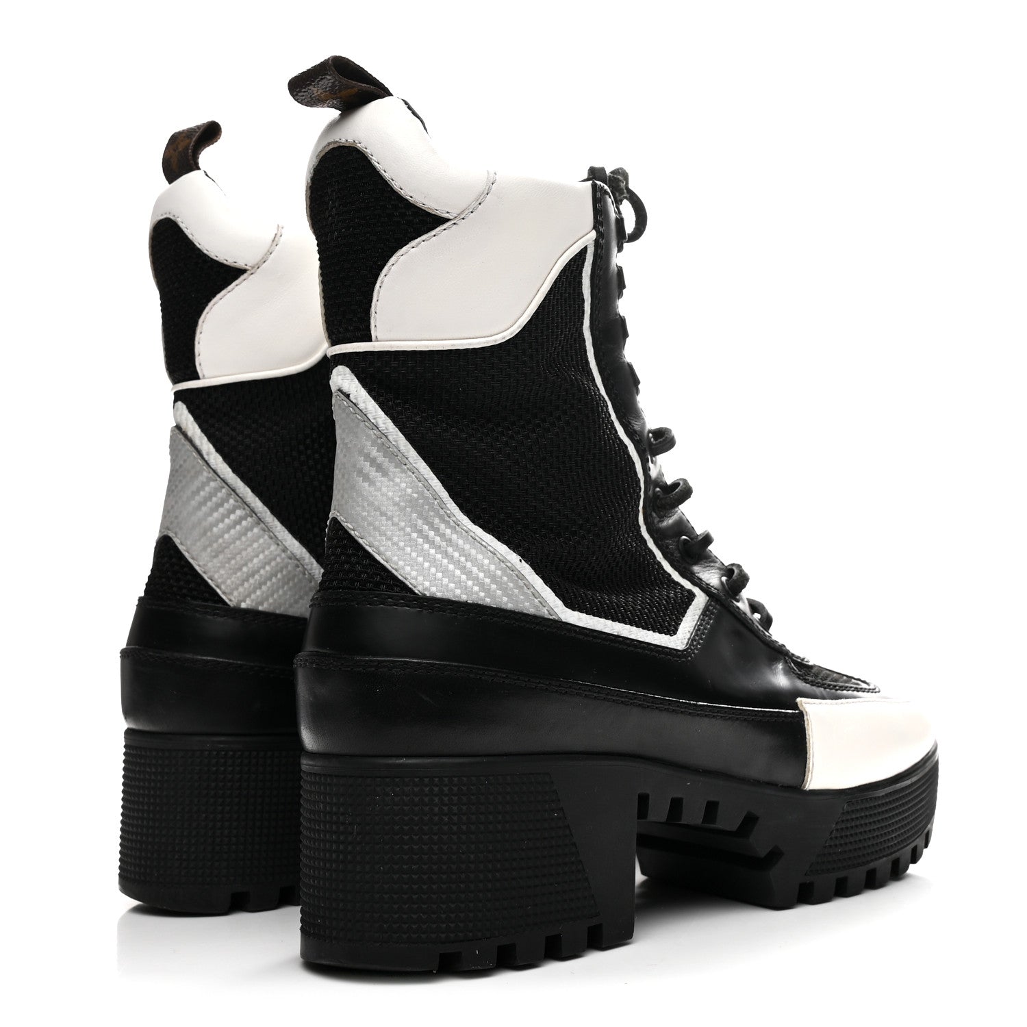 Louis Vuitton Calfskin Technical Nylon Laureate Platform Desert Boot 39 Black White