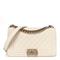 Chanel Caviar Quilted Medium Boy Flap White
