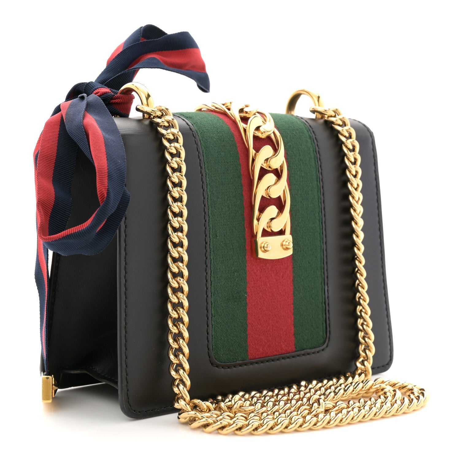 Gucci Calfskin Mini Sylvie Shoulder Bag Black