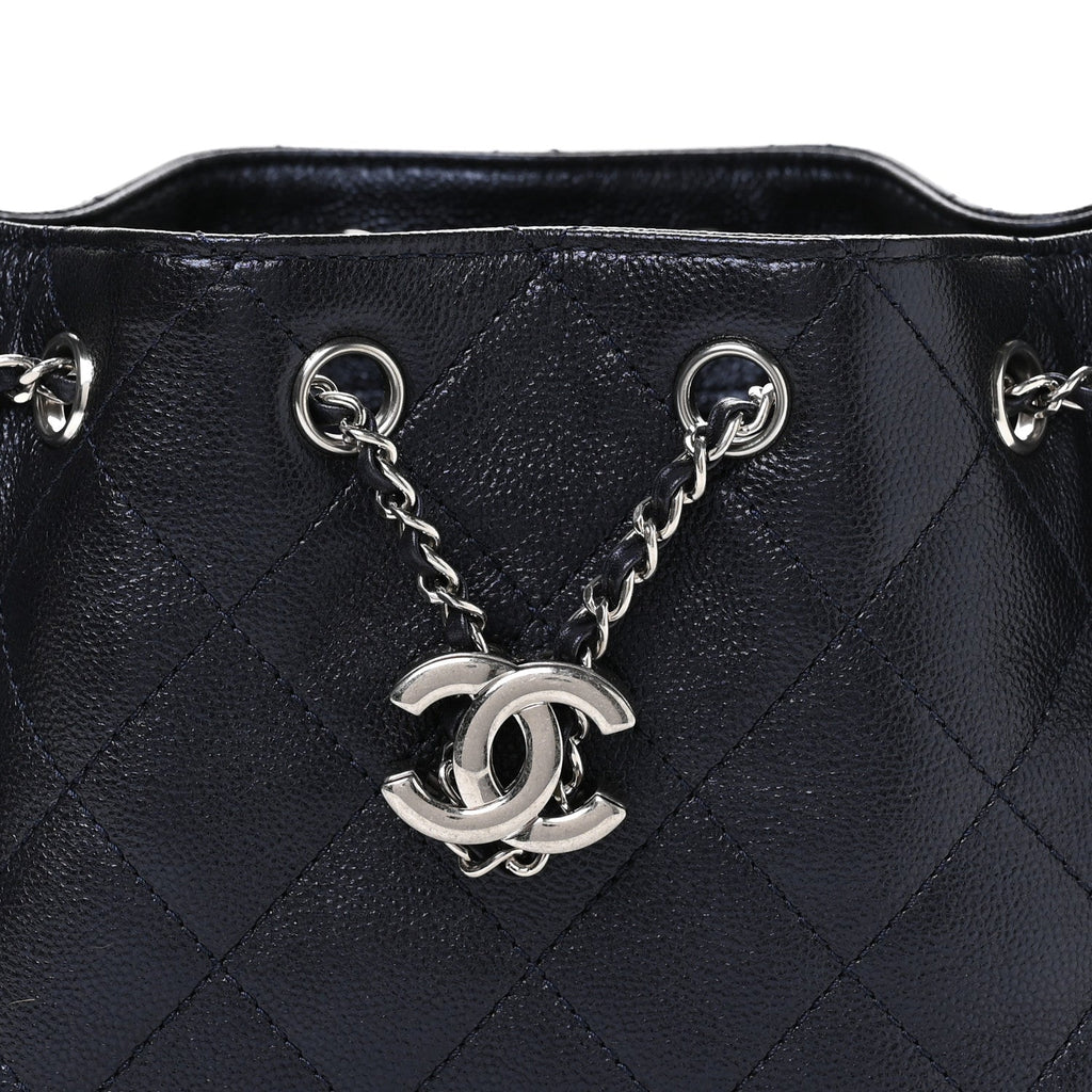 Chanel Metallic Caviar Quilted Mini Chanel 25 Handbag Dark Blue