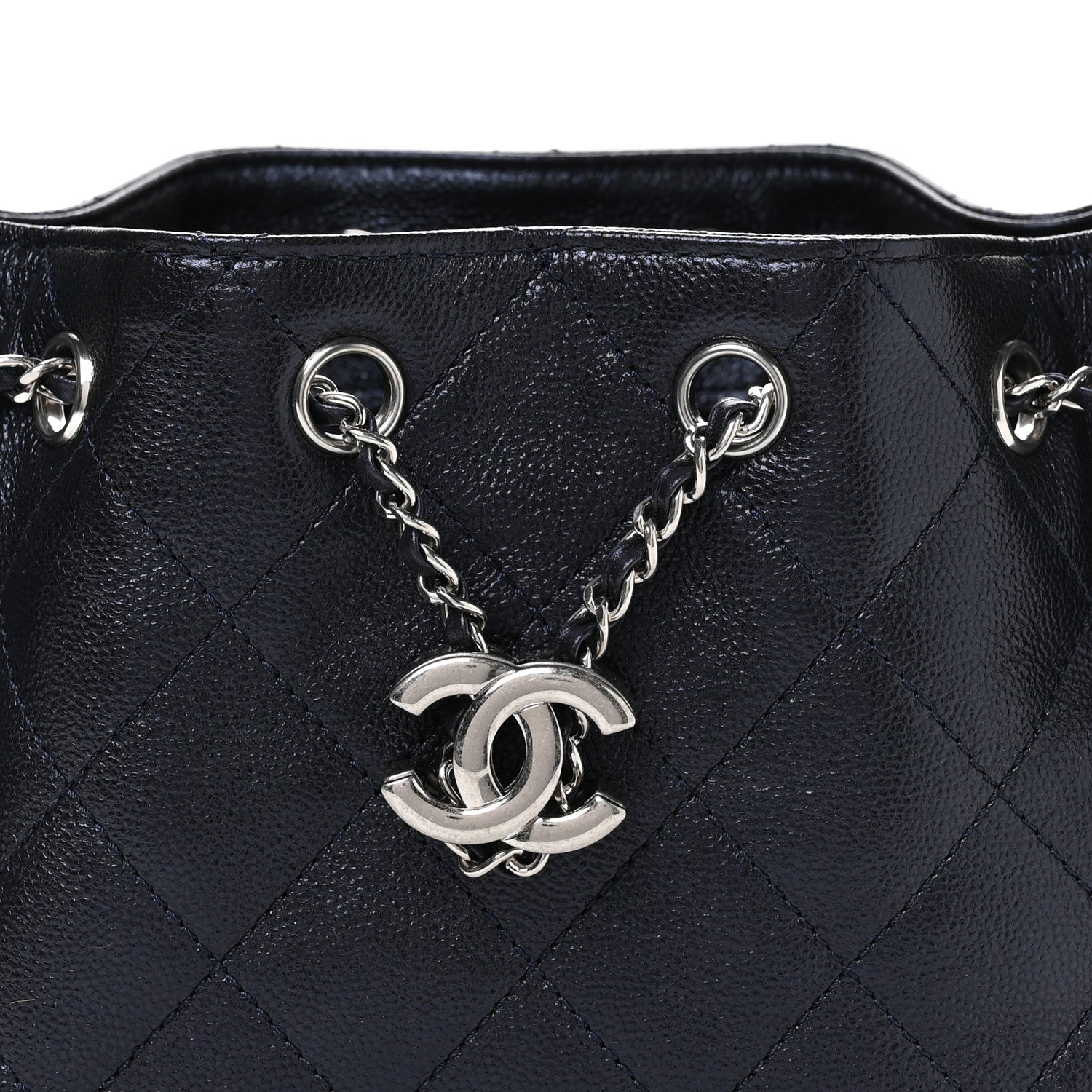 Chanel Metallic Caviar Quilted Mini Chanel 25 Handbag Dark Blue