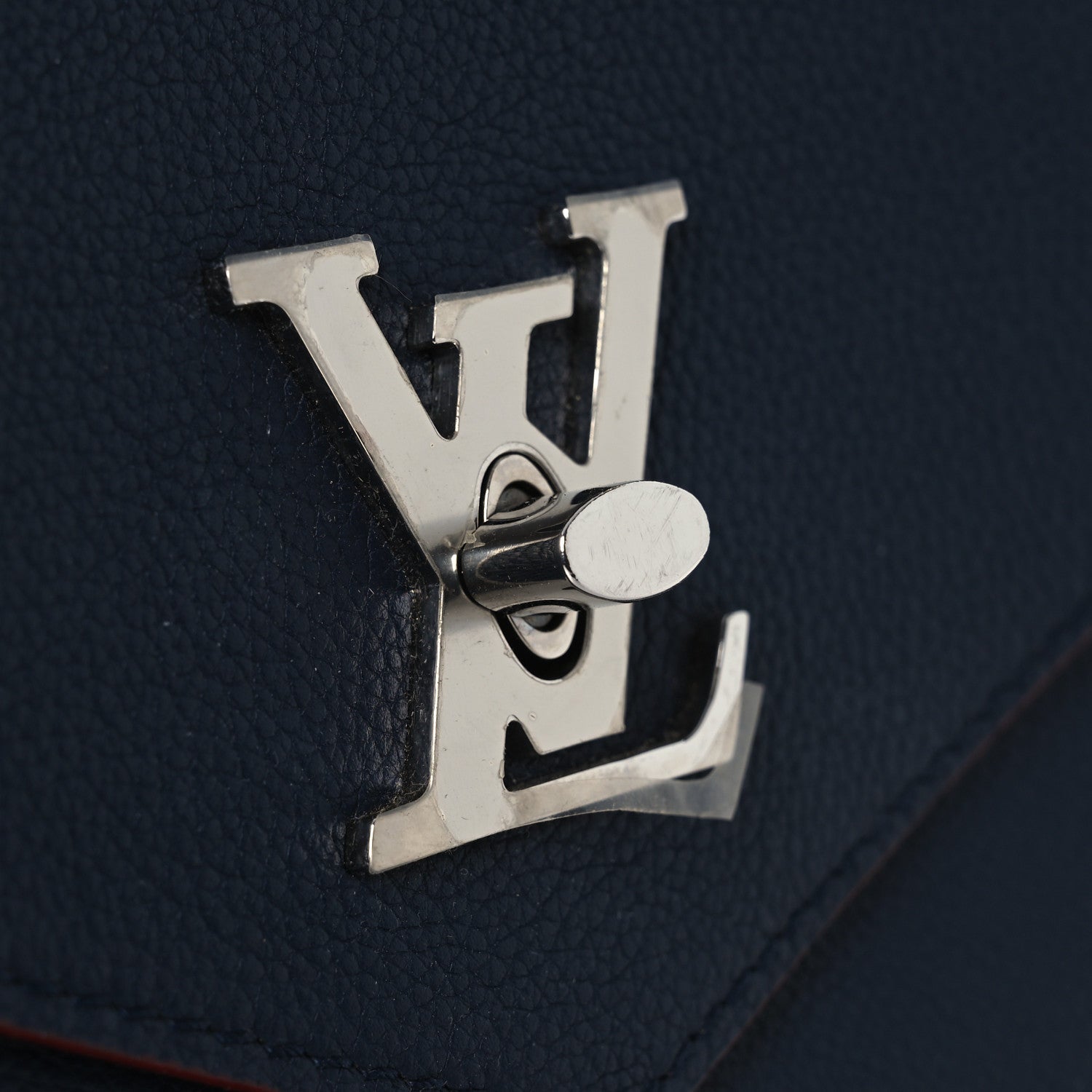 Louis Vuitton Soft Calfskin Mylockme Chain Bag BB Marine Rouge