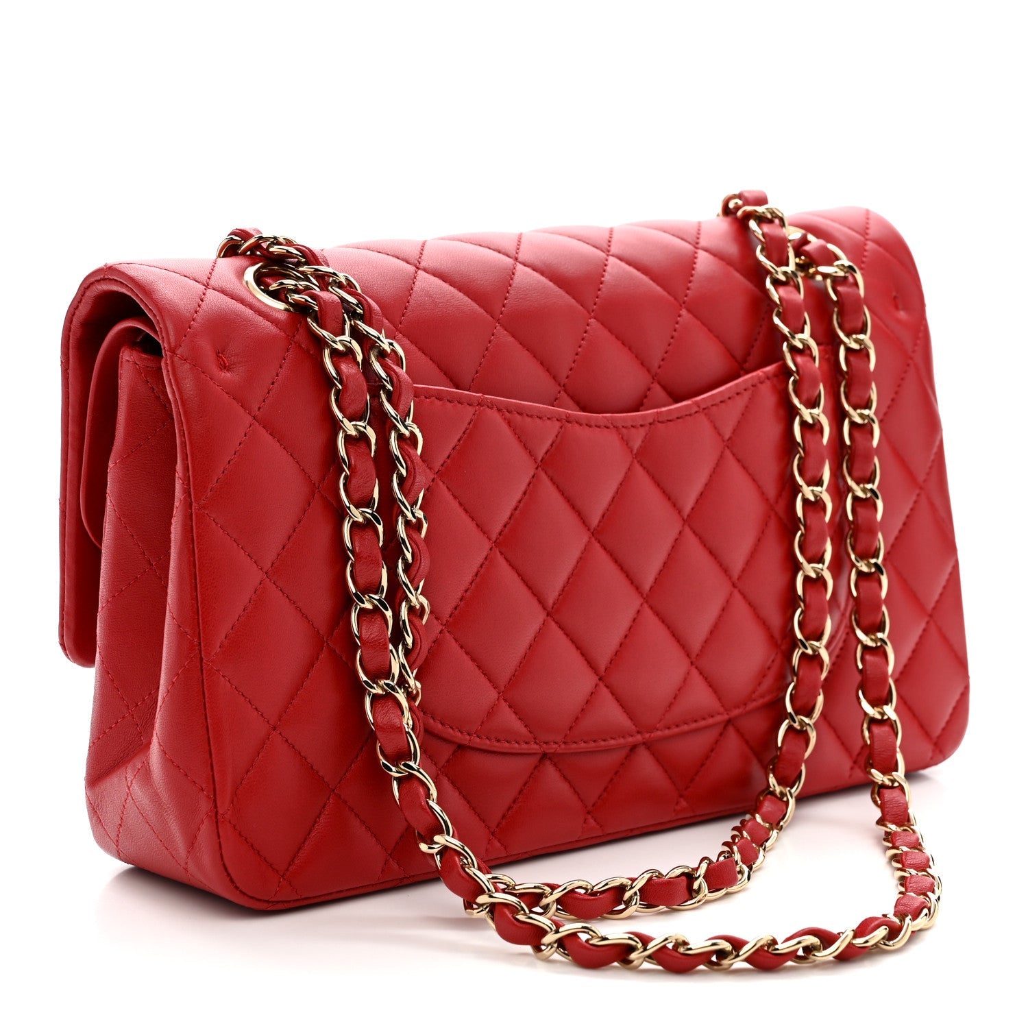 Chanel Lambskin Quilted Medium Double Flap Red