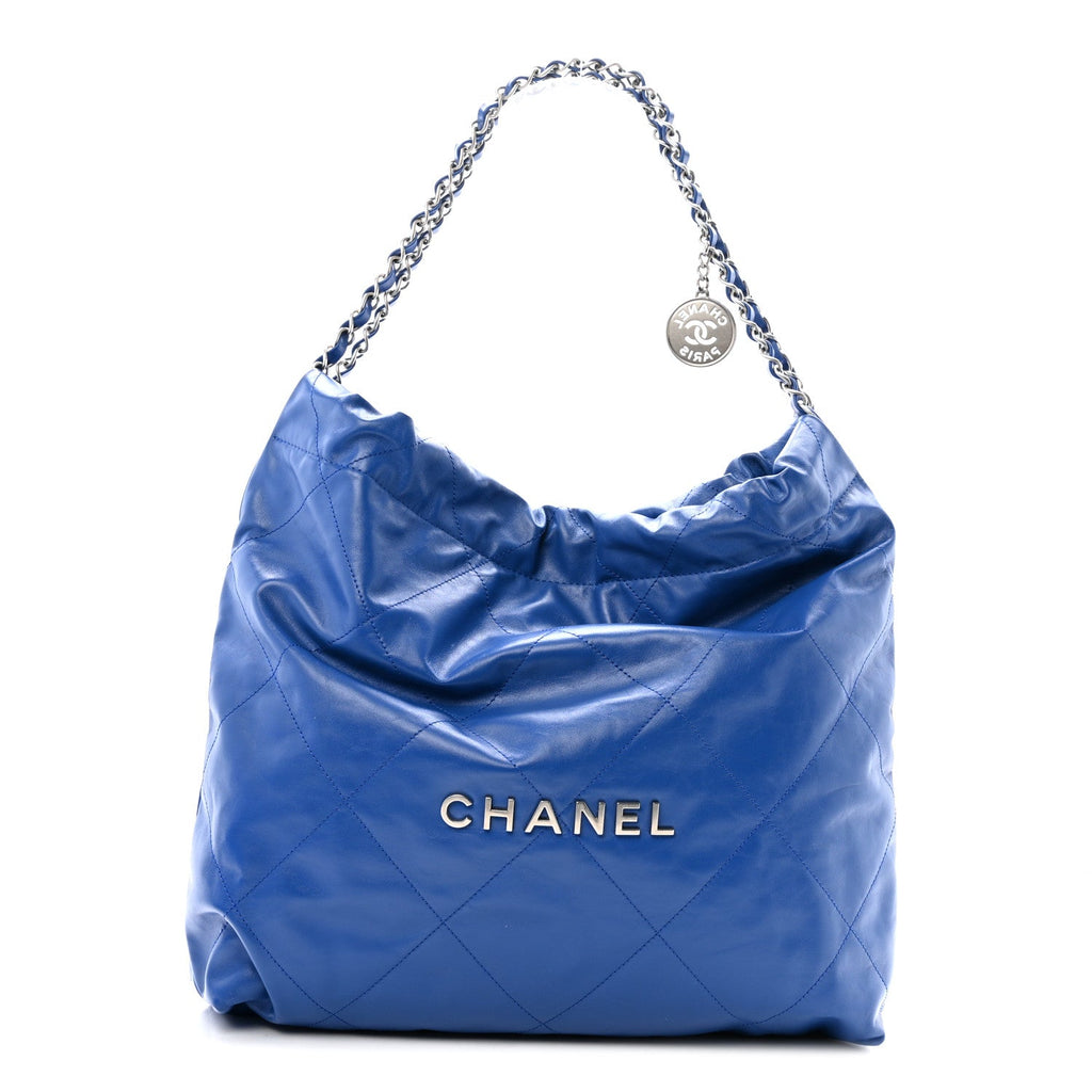 Chanel Shiny Calfskin Quilted Chanel 22 Blue
