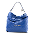 Chanel Shiny Calfskin Quilted Chanel 22 Blue