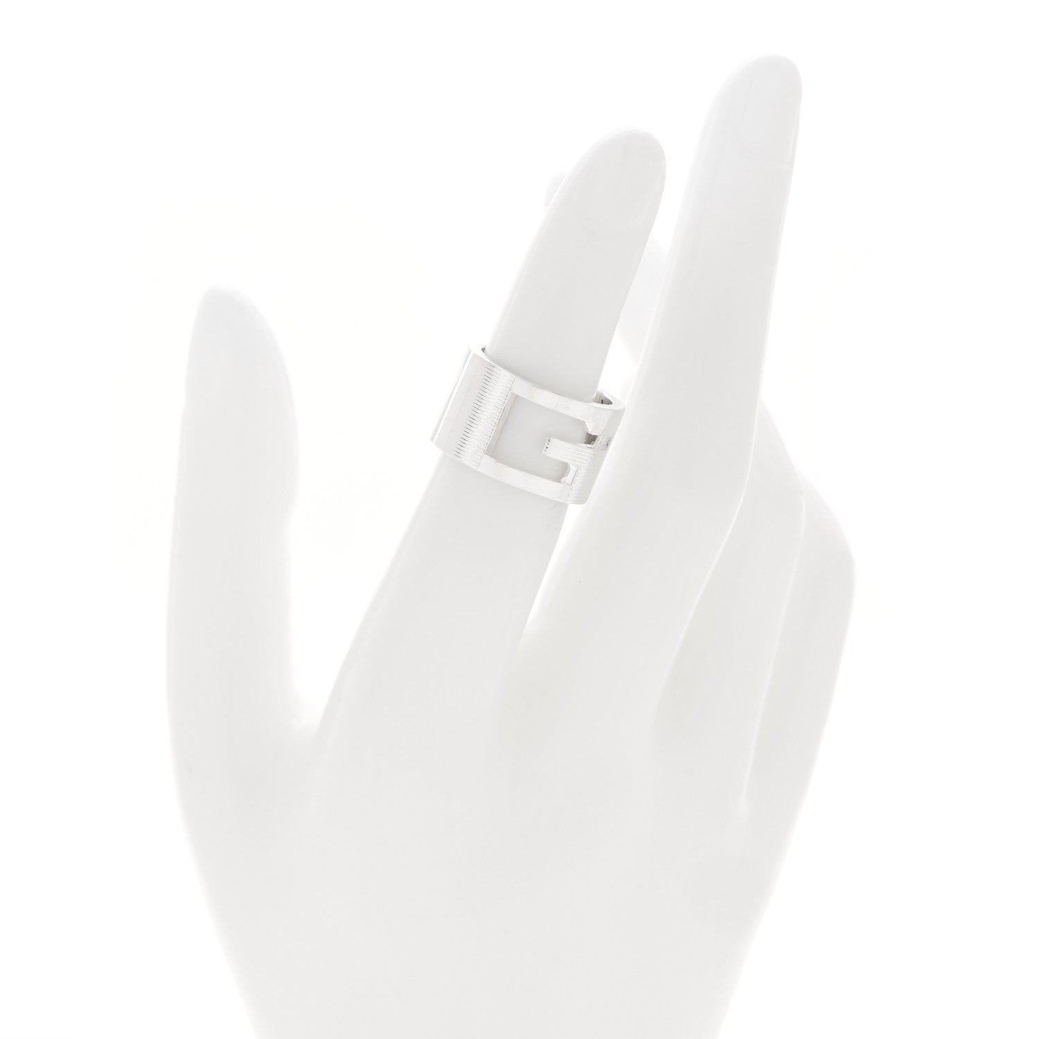 Gucci Sterling Silver Wide G Cutout Ring 49 5