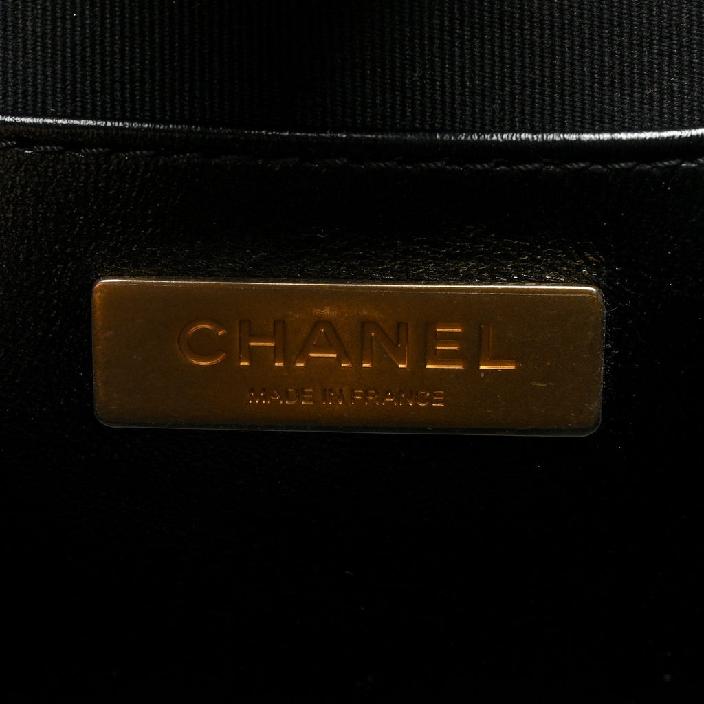 Chanel Shiny Lambskin Quilted Mini Cocodoc Top Handle Bag Black