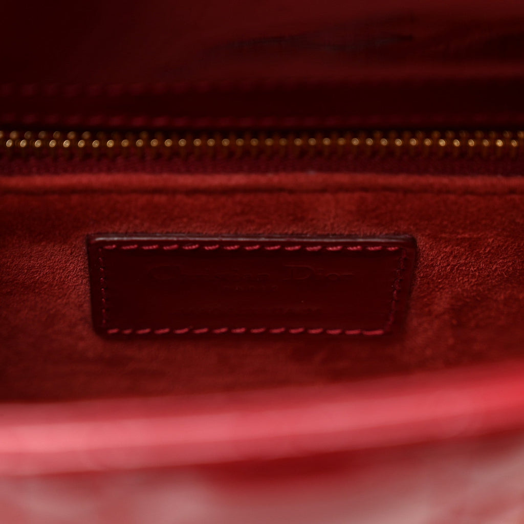 Christian Dior Patent Cannage Small Lady Dior Cherry Red