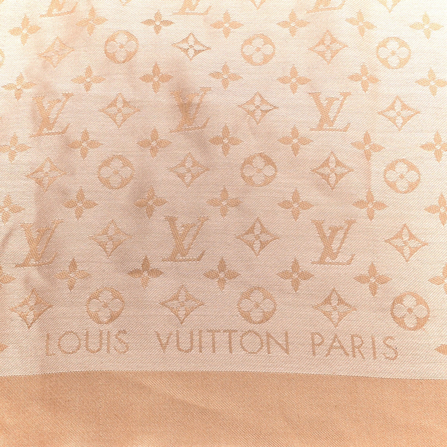 Louis Vuitton Silk Wool Monogram Denim Shawl  Beige Rose
