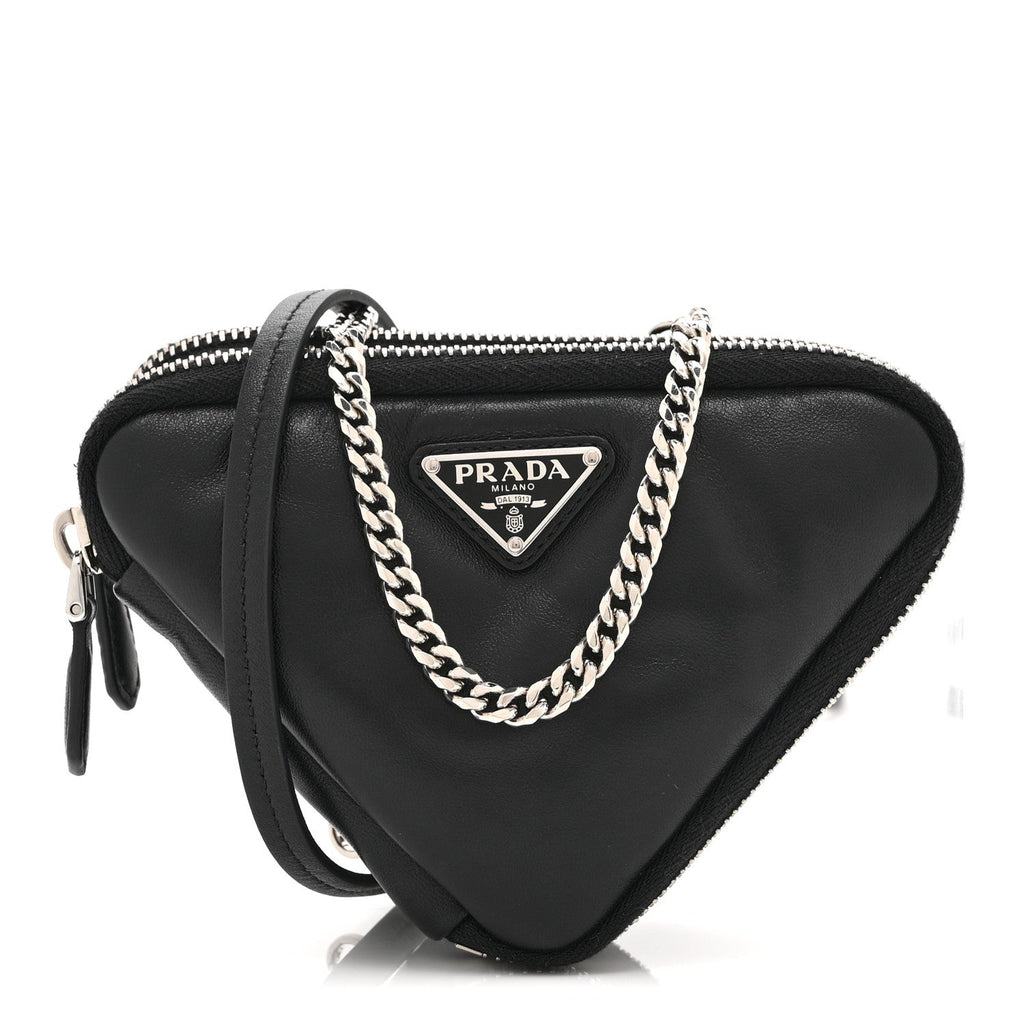 Prada Nappa Soft Padded Mini Triangle Crossbody Pouch Black