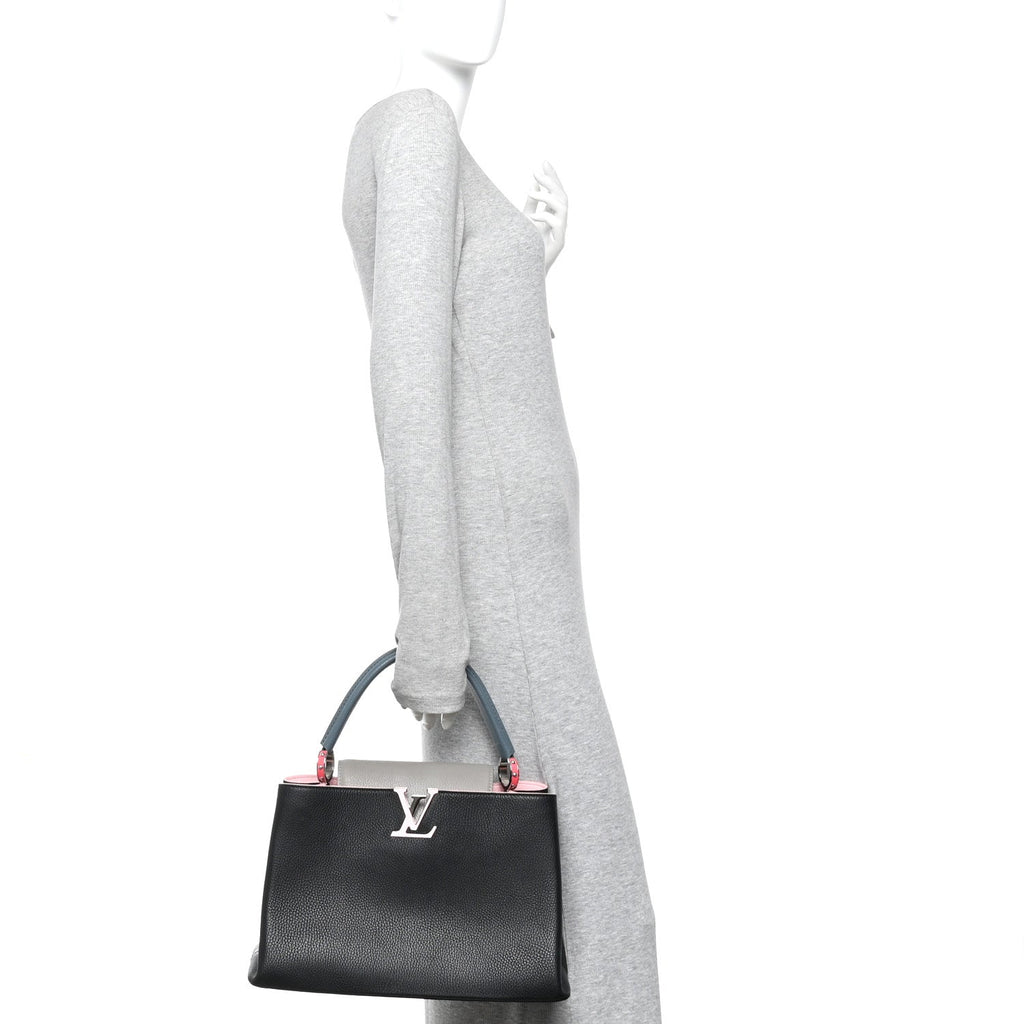Louis Vuitton Taurillon Capucines MM Black General Blue Pink